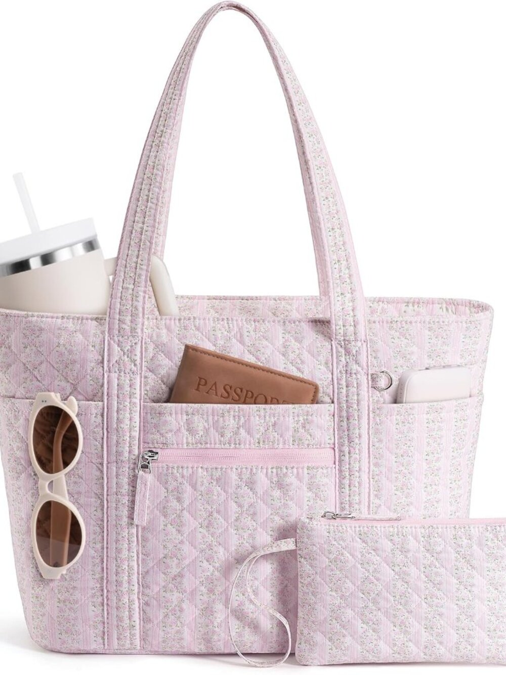 Quilted Tote Bag for Women, Puffer Cotton Work Tote Teacher Nurse Shoulder Bag H